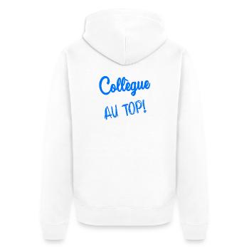 KOLLEGE. ANFANGEN. BESCHÄFTIGUNG. HUMOR. MANAGER. CHEF - Unisex Premium Bio Zip Hoodie - Weiß - Hinten - Thijin (182cm)