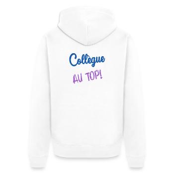 KOLLEGE. ANFANGEN. BESCHÄFTIGUNG. HUMOR. MANAGER. CHEF - Unisex Premium Bio Zip Hoodie - Weiß - Hinten - Thijin (182cm)