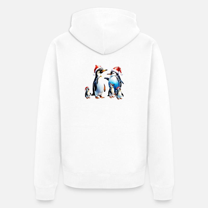 Pingouins mignons - Veste à capuche bio Premium Unisexe - blanc