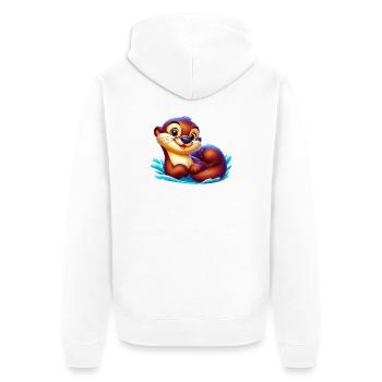 Otter - Unisex Premium Organic Zip Hoodie - white - Back - Thijin (182cm)