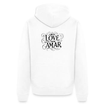 Love Amour Liebe – Universelle Liebessprachen - Unisex Premium Bio Zip Hoodie - Weiß - Hinten - Thijin (182cm)