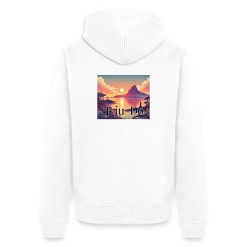 Île de Jeju Corée Vent Volcan Coucher de soleil Vacances Asie - Veste à capuche bio Premium Unisexe - blanc - Dos - Thijin (182cm)