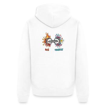 Heiß & Verrückt - Unisex Premium Bio Zip Hoodie - Weiß - Hinten - Thijin (182cm)