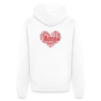 Italian cities typography heart-shaped layout map  - Unisex Premium Organic Zip Hoodie - white - Back - Thijin (182cm)