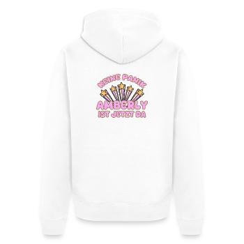 Amberly als Frauenname - Unisex Premium Bio Zip Hoodie - Weiß - Hinten - Thijin (182cm)
