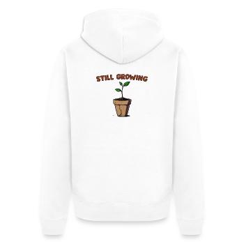 Unverzichtbare Anbaupflanze - Unisex Premium Bio Zip Hoodie - Weiß - Hinten - Thijin (182cm)