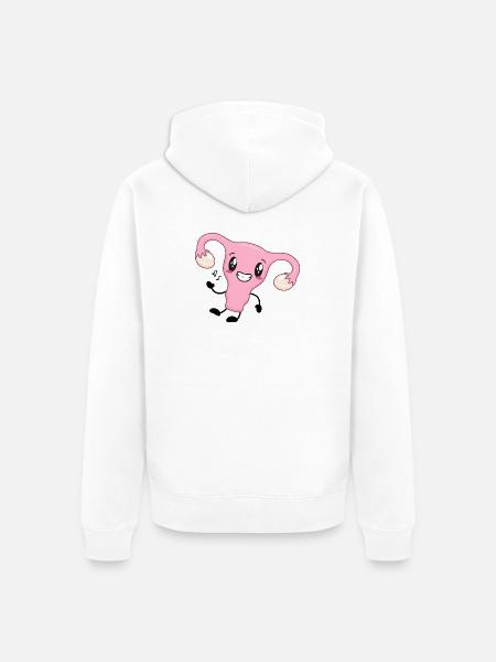Rosa Uterus Cartoon - Unisex Premium Bio Zip Hoodie - Weiß