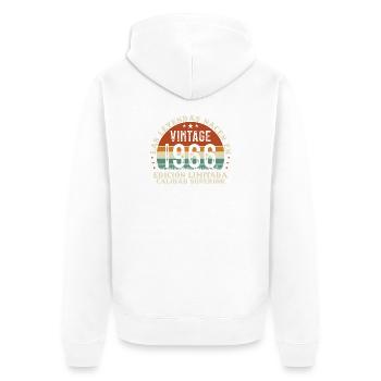 60. Geburtstag 60. Geburtstag Jahrgang 1966 - Unisex Premium Bio Zip Hoodie - Weiß - Hinten - Thijin (182cm)