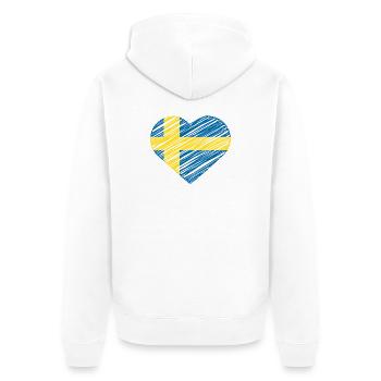 Cadeau du Drapeau du Drapeau du Cœur Suédois - Veste à capuche bio Premium Unisexe - blanc - Dos - Thijin (182cm)