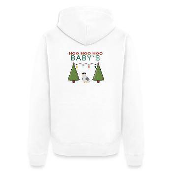 Pixel-Weihnachtsvogel mit Lichterketten - Unisex Premium Bio Zip Hoodie - Weiß - Hinten - Thijin (182cm)