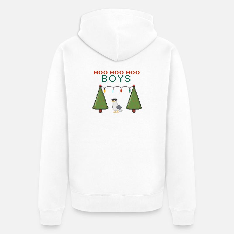 Pixel Seemöwe Weihnachts Boys - Unisex Premium Bio Zip Hoodie - Weiß