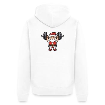 Santa Claus Weights Gym Christmas - Unisex Premium Organic Zip Hoodie - white - Back - Thijin (182cm)