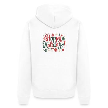 Happy Holidays Ornament-Skript - Unisex Premium Bio Zip Hoodie - Weiß - Hinten - Thijin (182cm)