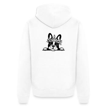 Französische Bulldogge - Unisex Premium Bio Zip Hoodie - Weiß - Hinten - Thijin (182cm)
