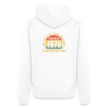 Vintage 1976 – Retro Shirt zum 50. Geburtstag - Unisex Premium Bio Zip Hoodie - Weiß - Hinten - Thijin (182cm)