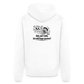 Fire Spitting Eating Chili - Unisex Premium Organic Zip Hoodie - white - Back - Thijin (182cm)