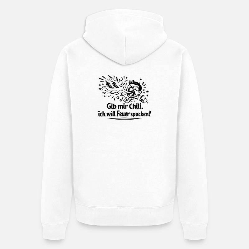 Cracher du feu Mangeant du chili - Veste à capuche bio Premium Unisexe - blanc