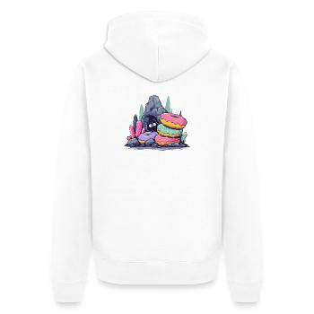 Cat Treasure in Donut Crystal Cave - Unisex Premium Organic Zip Hoodie - white - Back - Thijin (182cm)