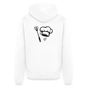 Chef Chopeau & Fouet Cœur - Cuisiner avec amour - Veste à capuche bio Premium Unisexe - blanc - Dos - Thijin (182cm)