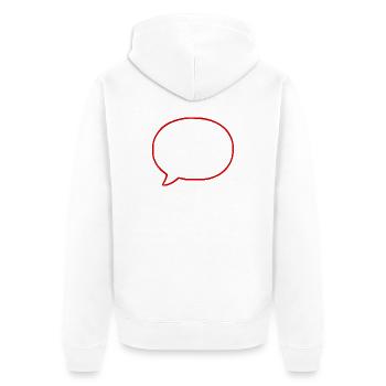 Sprechblase Comic selbst gestalten personalisieren - Unisex Premium Bio Zip Hoodie - Weiß - Hinten - Thijin (182cm)