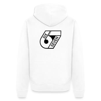 67 Six Seven - Unisex Premium Organic Zip Hoodie - white - Back - Thijin (182cm)