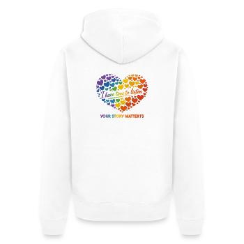 I Have Time to Listen – Mental Health Awareness  - Unisex Premium Organic Zip Hoodie - white - Back - Thijin (182cm)