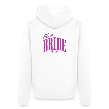 Team Braut JGA Junggesellinnenabschied 2026  - Unisex Premium Bio Zip Hoodie - Weiß - Hinten - Thijin (182cm)