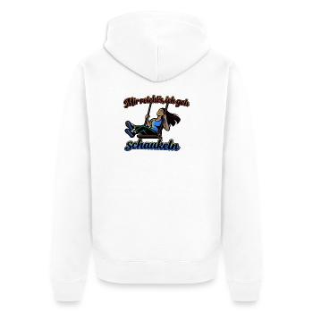 Mir reichts ich geh schaukeln Spruch - Unisex Premium Bio Zip Hoodie - Weiß - Hinten - Thijin (182cm)