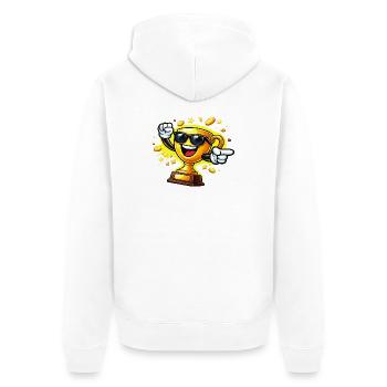 Golden Trophy with Sunglasses - Unisex Premium Organic Zip Hoodie - white - Back - Thijin (182cm)