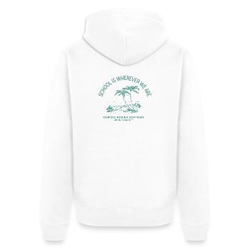 Worldschooling-Abenteuer - Unisex Premium Bio Zip Hoodie - Weiß - Hinten - Thijin (182cm)
