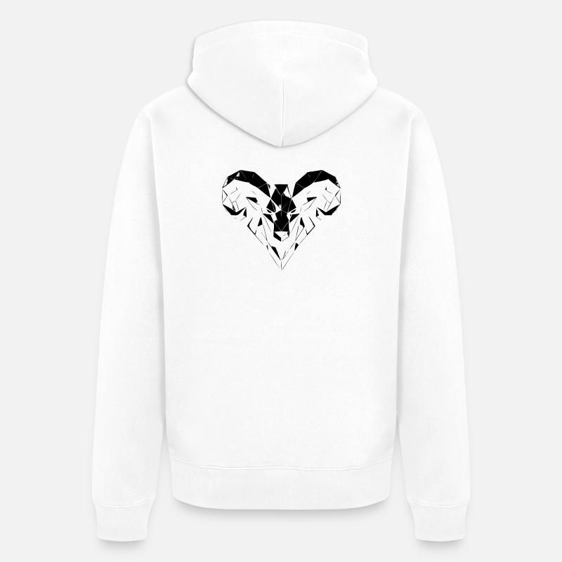 Bélier géométrique – Force & Courage - Veste à capuche bio Premium Unisexe - blanc