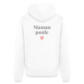 Maman Poule Coeur - Veste à capuche bio Premium Unisexe - blanc - Dos - Thijin (182cm)