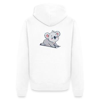 Weicher Koala, der auf dem Teppich ruht - Unisex Premium Bio Zip Hoodie - Weiß - Hinten - Thijin (182cm)