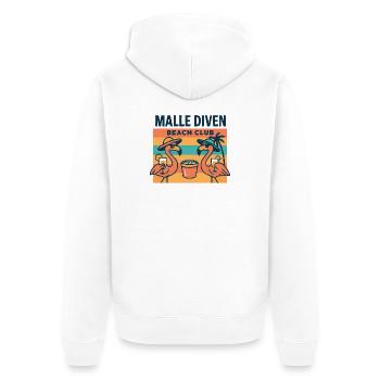 Malle Diven Beach Club Flamingo Mallorca Party  - Unisex Premium Bio Zip Hoodie - Weiß - Hinten - Thijin (182cm)