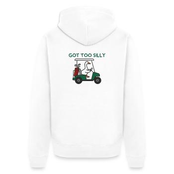 Gans im Golfwagen - Unisex Premium Bio Zip Hoodie - Weiß - Hinten - Thijin (182cm)