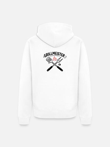 Grillmeister BBQ Grillen Pitmaster Männer - Unisex Premium Bio Zip Hoodie - Weiß