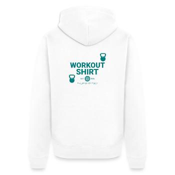 workout shirt - Unisex Premium Organic Zip Hoodie - white - Back - Thijin (182cm)