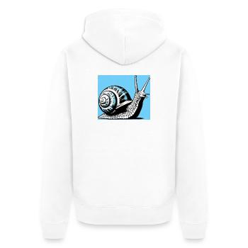 Schnecke - Unisex Premium Bio Zip Hoodie - Weiß - Hinten - Thijin (182cm)