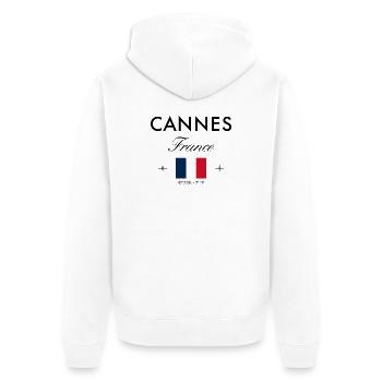 Cannes Frankreich Koordinaten Reise Souvenir - Unisex Premium Bio Zip Hoodie - Weiß - Hinten - Thijin (182cm)