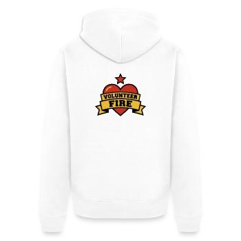 Volunteer Fire Herz Logo - Unisex Premium Bio Zip Hoodie - Weiß - Hinten - Thijin (182cm)