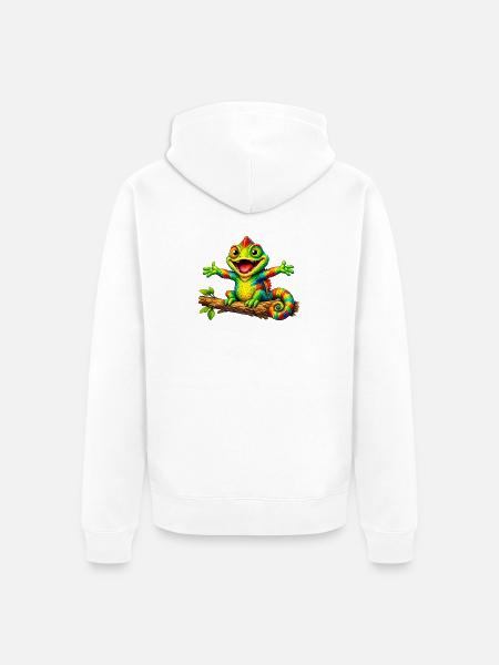 Lustiges Chamäleon - Unisex Premium Bio Zip Hoodie - Weiß