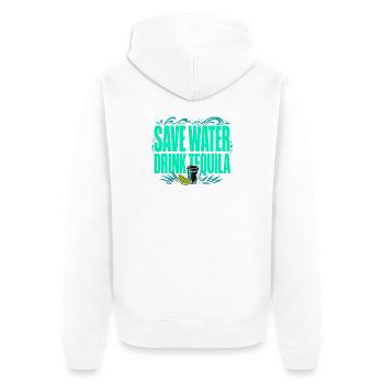 Save Water, Drink Tequila - Funny Shirt - Unisex Premium Organic Zip Hoodie - white - Back - Thijin (182cm)