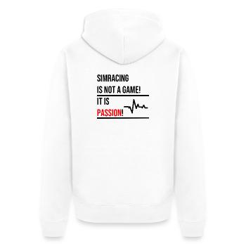 Simracing is not a Game - Unisex Premium Bio Zip Hoodie - Weiß - Hinten - Thijin (182cm)