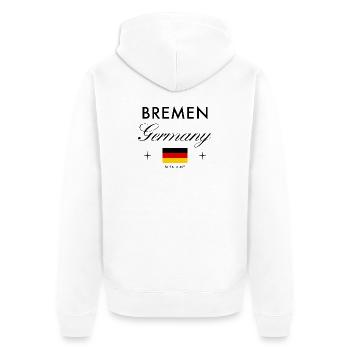 Bremen Deutschland Koordinaten Reise Souvenir - Unisex Premium Bio Zip Hoodie - Weiß - Hinten - Thijin (182cm)