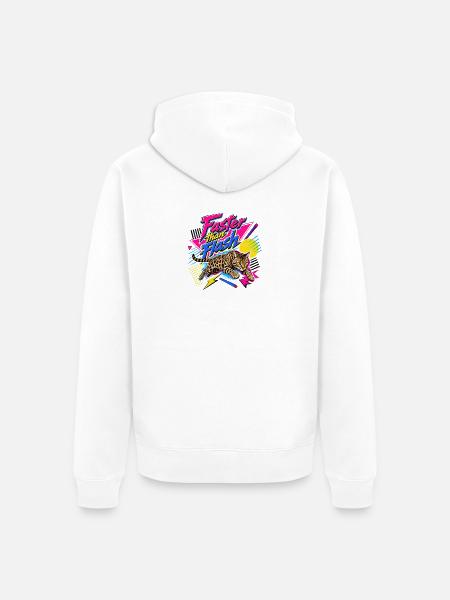 Retro 90s Bengal Katze Sprint - Unisex Premium Bio Zip Hoodie - Weiß