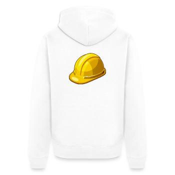Gelber Schutzhelm - Unisex Premium Bio Zip Hoodie - Weiß - Hinten - Thijin (182cm)