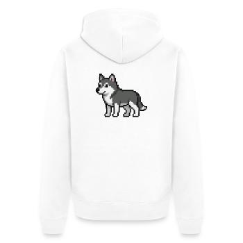 Pixel Wolf - Unisex Premium Bio Zip Hoodie - Weiß - Hinten - Thijin (182cm)