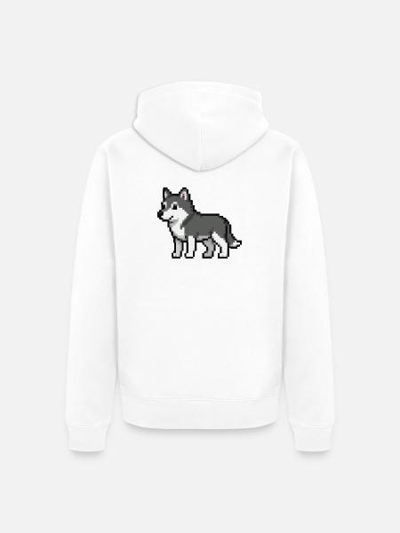 Pixel Wolf - Unisex Premium Bio Zip Hoodie - Weiß
