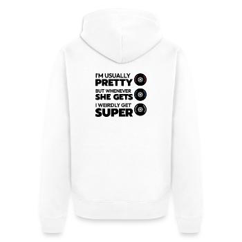 Weich, Feucht, Hart - Unisex Premium Bio Zip Hoodie - Weiß - Hinten - Thijin (182cm)