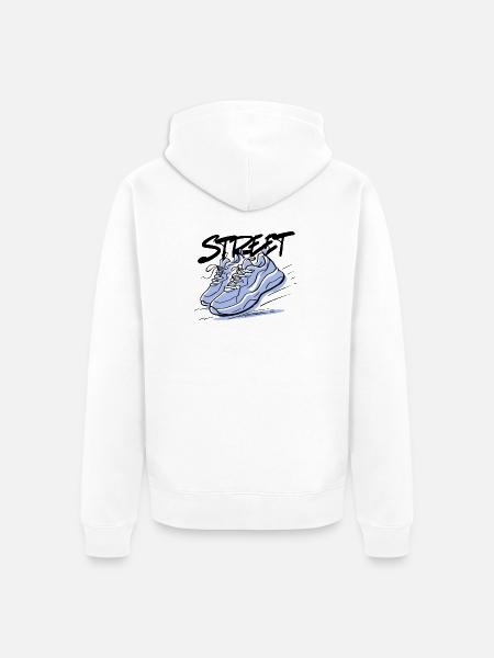Blaues Sneaker-Design im Skizzenstil - Unisex Premium Bio Zip Hoodie - Weiß